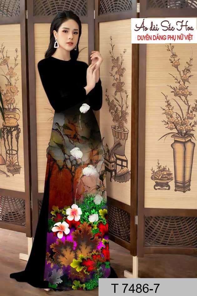 Vải áo dài hoa 3D AD T7486 25 Vải áo dài hoa 3D AD T7486 49