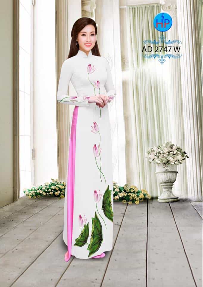 Vải Áo Dài In Hình Hoa Sen Nhỏ Đẹp Ad 2747 - Vải Áo Dài My My