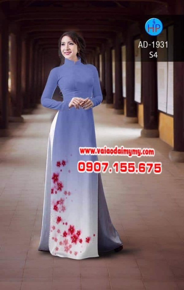 ao-dai-in-hoa-nho-ben-duoi-mau-tim-nhat