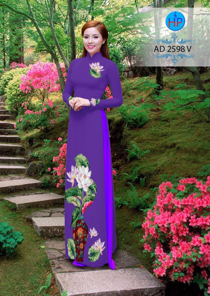 Vải Áo Dài In Hình Bình Hoa Sen Ad 2598 - Vải Áo Dài My My