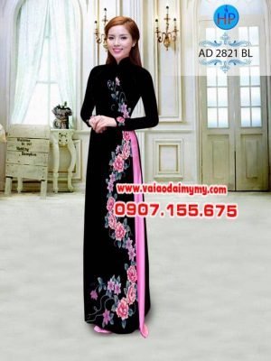 Vải áo dài in hình hoa cẩm chướng bên thân AD 2821 2