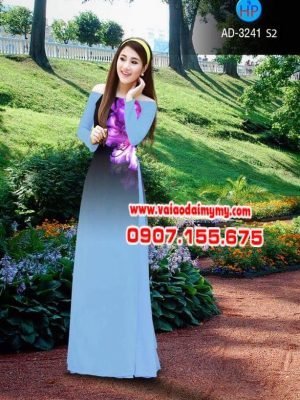 vai-ao-dai-in-hinh-hoa-lan-to-tren-nguc-ao-mau-xanh-ngoc