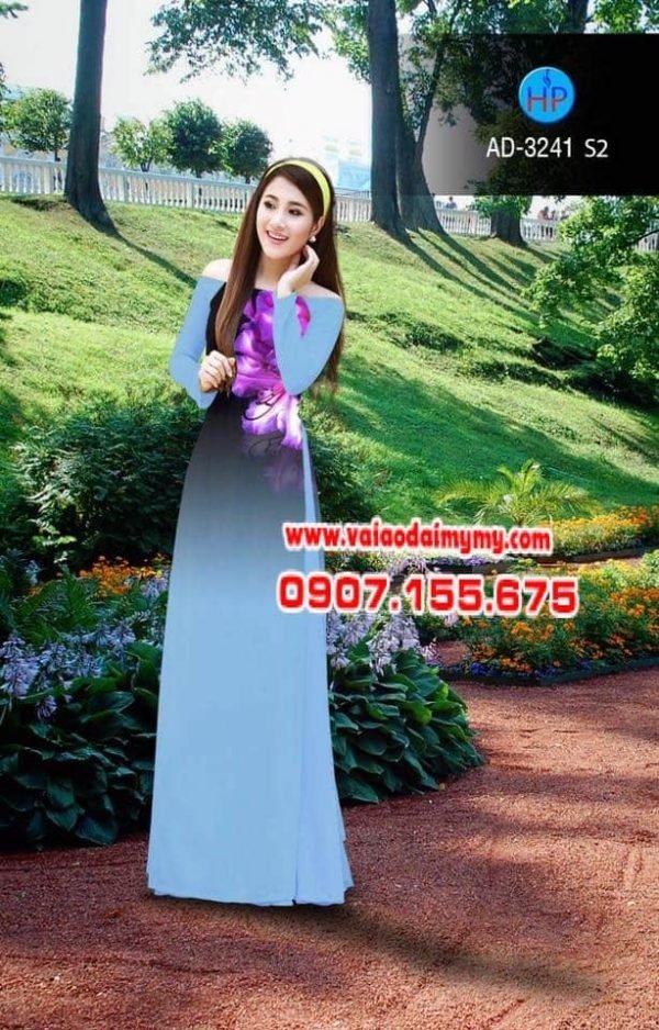 vai-ao-dai-in-hinh-hoa-lan-to-tren-nguc-ao-mau-xanh-ngoc