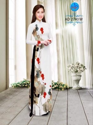 vải áo dài hoa sen đẹp (556)