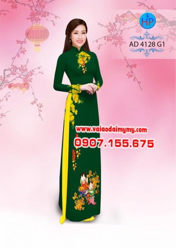 vải áo dài in hình hoa mai đón tết (1)