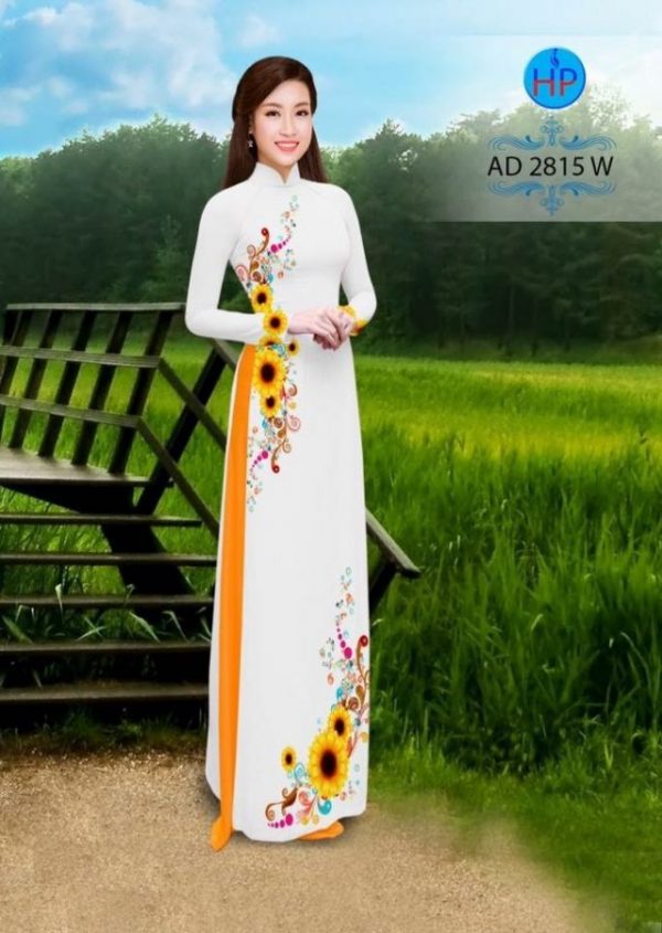 Vải áo dài hình hoa hướng dương AD 2815