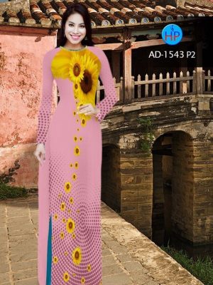 Vải áo dài hình hoa hướng dương AD 1543