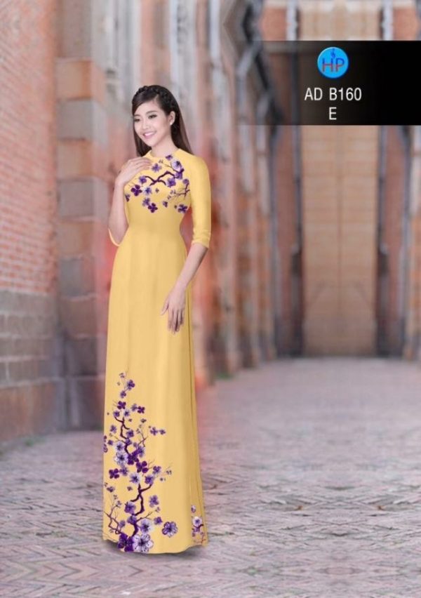 Vải áo dài hoa đào AD B160