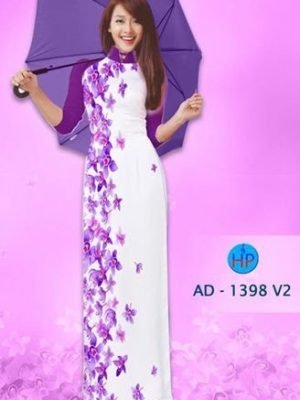 Vải áo dài hoa lan AD 1398