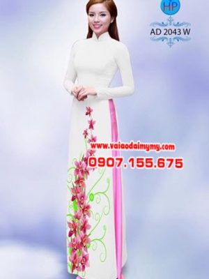 Vải áo dài hoa lan AD 2043