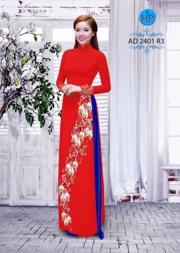 Vải áo dài hoa Lan AD 2401