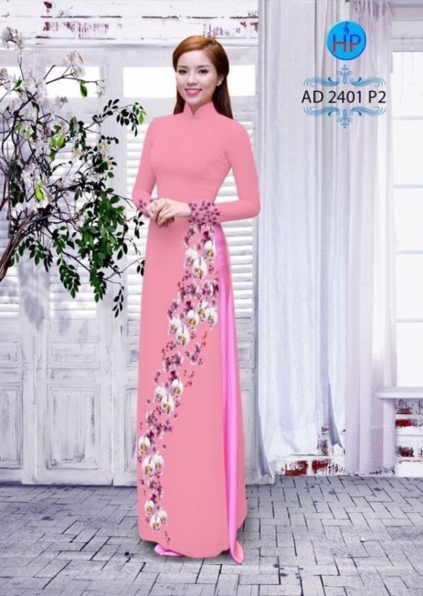 Vải áo dài hoa Lan AD 2401