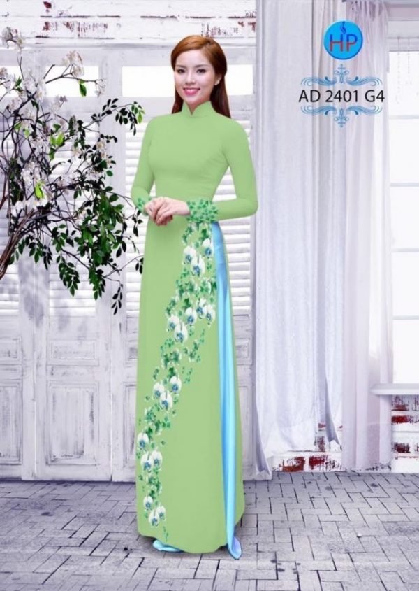 Vải áo dài hoa Lan AD 2401