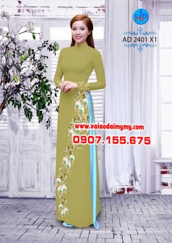 Vải áo dài hoa Lan AD 2401