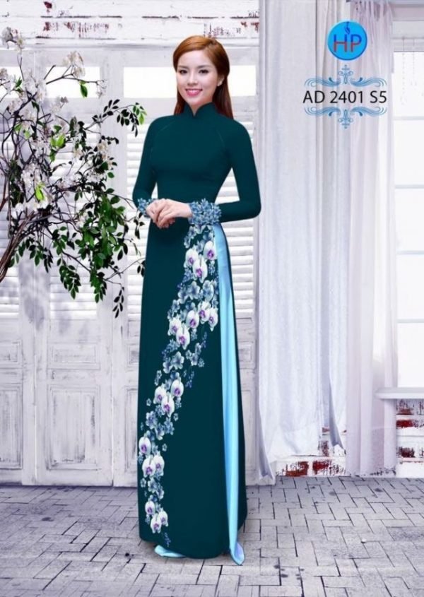 Vải áo dài hoa Lan AD 2401