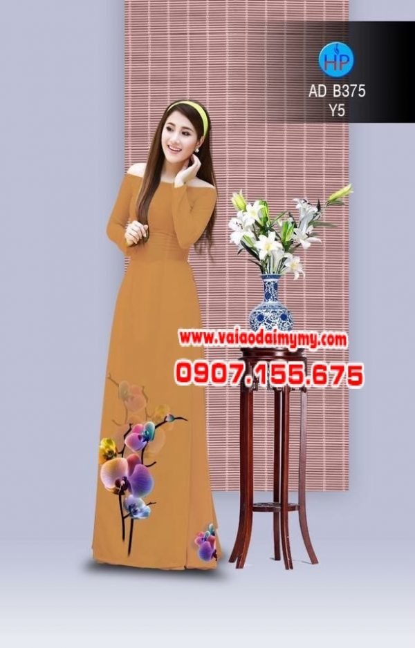 Vải áo dài hoa Lan AD B375