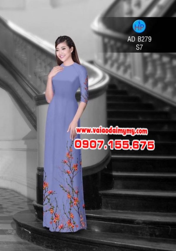 Vải áo dài hoa mai AD B279