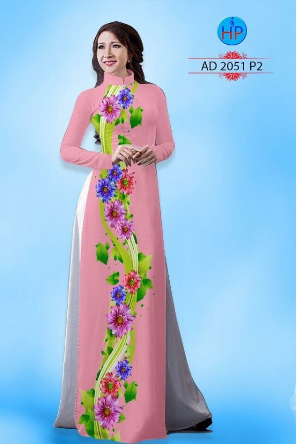 Vải áo dài hoa cúc AD 2051