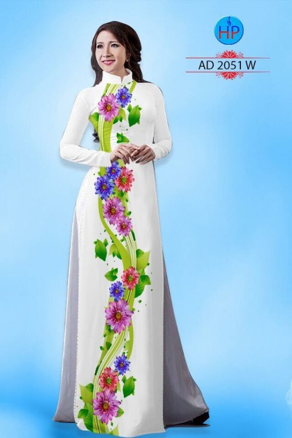 Vải áo dài hoa cúc AD 2051