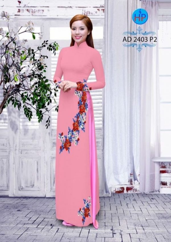 Vải áo dài hoa cúc AD 2403