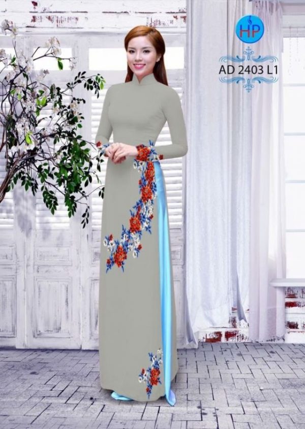 Vải áo dài hoa cúc AD 2403