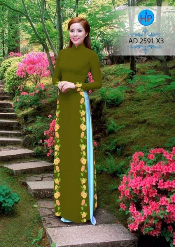 Vải áo dài hoa cúc AD 2591