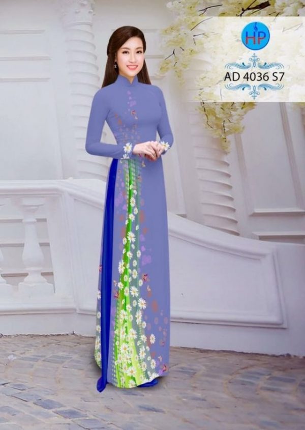 Vải áo dài hoa cúc AD 4036