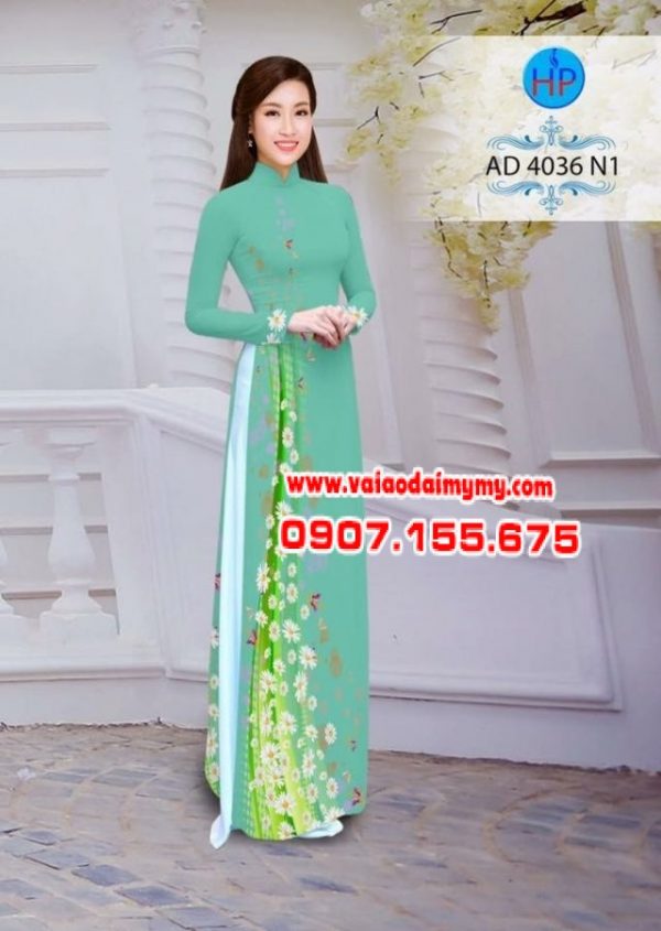 Vải áo dài hoa cúc AD 4036