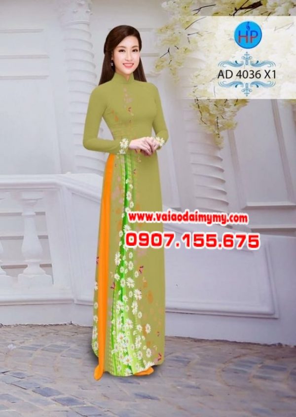 Vải áo dài hoa cúc AD 4036