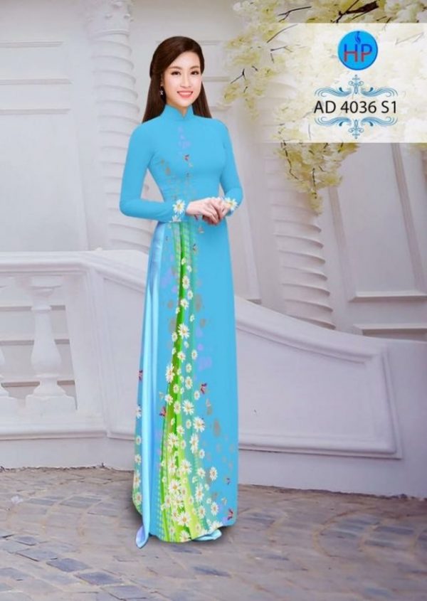 Vải áo dài hoa cúc AD 4036