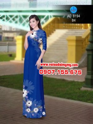 Vải áo dài hoa cúc AD b194