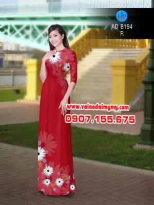 Vải áo dài hoa cúc AD b194