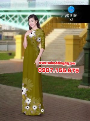 Vải áo dài hoa cúc AD b194