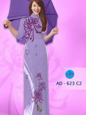Vải áo dài hoa cúc AD 623