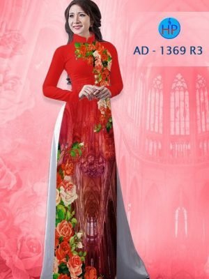 Vải áo dài hoa hồng AD 1369