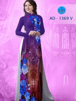 Vải áo dài hoa hồng AD 1369