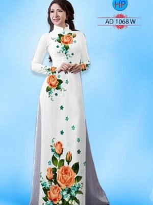 Vải áo dài hoa hồng AD 1068