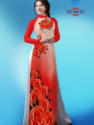 Vải áo dài hoa hồng AD 988