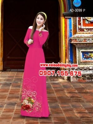 Vải áo dài hoa hồng AD 3099