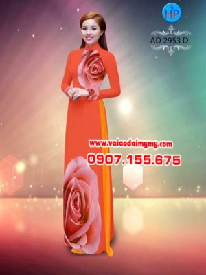 Vải áo dài hoa hồng AD 2953