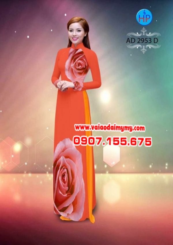 Vải áo dài hoa hồng AD 2953