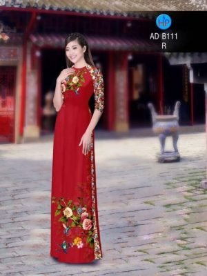 Vải áo dài hoa hồng AD B111