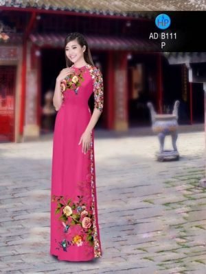 Vải áo dài hoa hồng AD B111