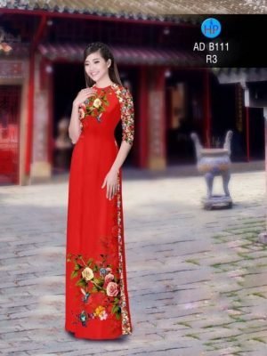 Vải áo dài hoa hồng AD B111