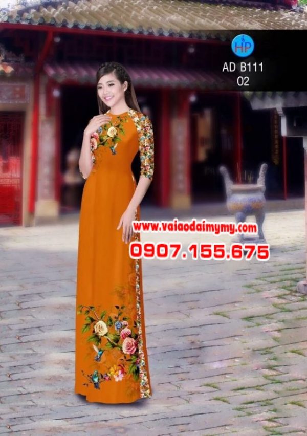 Vải áo dài hoa hồng AD B111