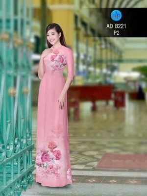 Vải áo dài hoa hồng AD B221