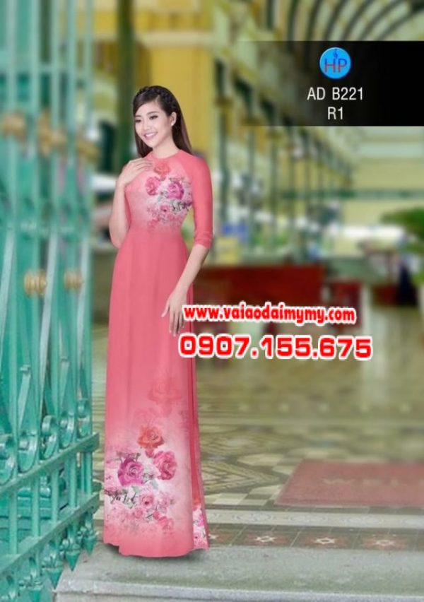 Vải áo dài hoa hồng AD B221