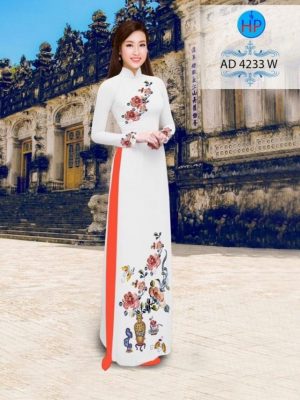 Vải áo dài hoa hồng AD 4233