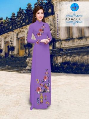 Vải áo dài hoa hồng AD 4233