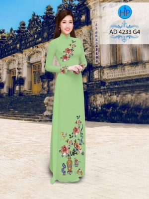 Vải áo dài hoa hồng AD 4233